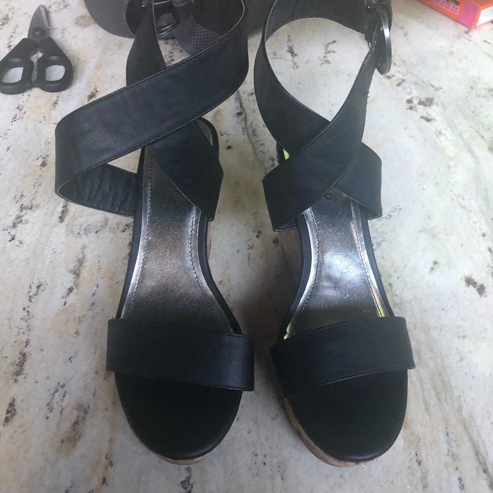BAMBOO wedges, black with cork wedge - Picture 2 of 5